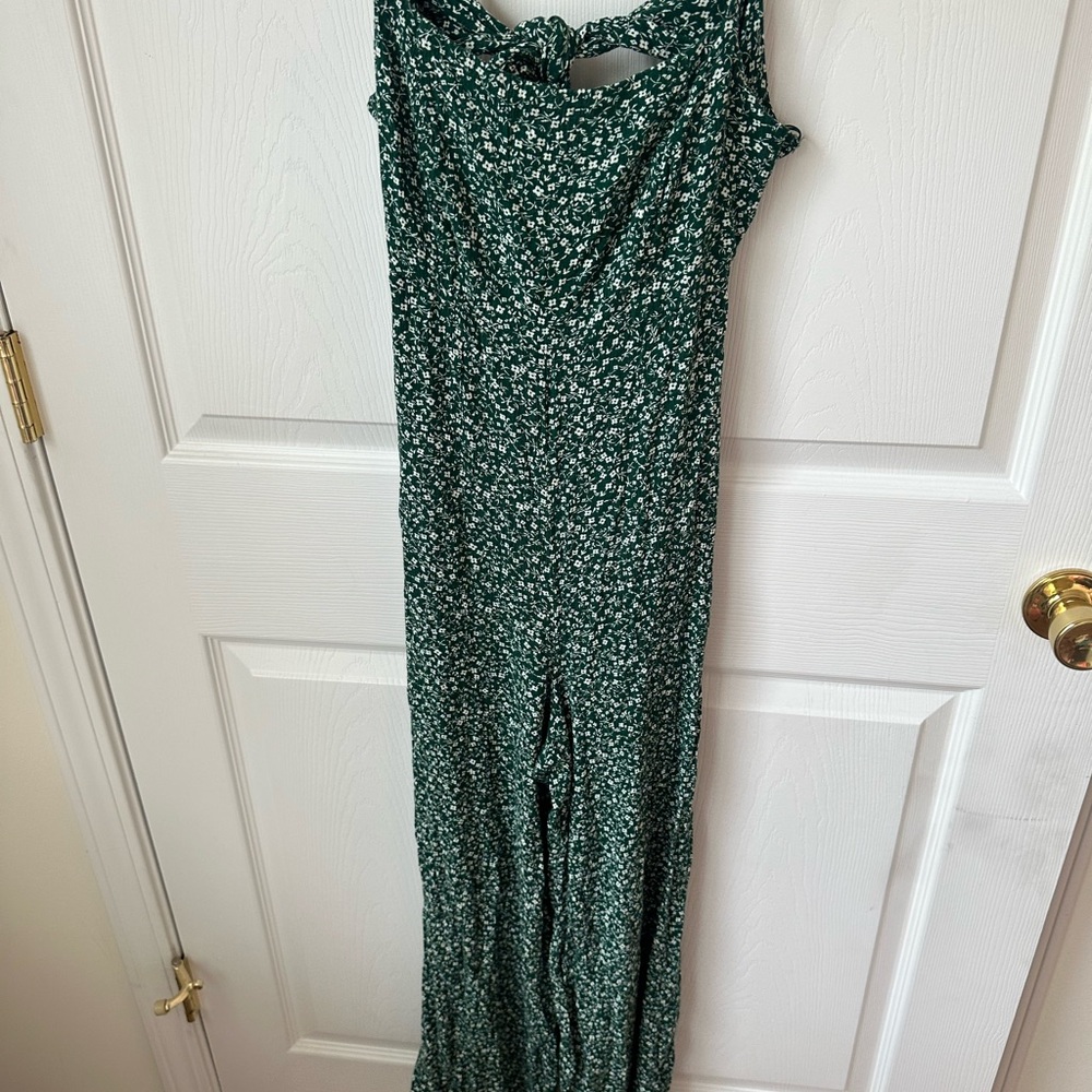 Francesca's Collections Green Floral Jumpsuit